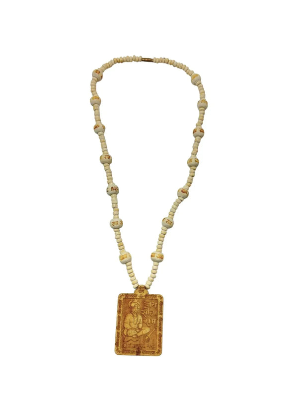 Hanuman Ji Tulsi Kanthi Mala with Locket | Spiritual Japa Mala with Sri Sita Ram Carved Beads | Bageshwar Dham Inspired Bajrang Bali Wood Chain for Men & Women - Achleshwar