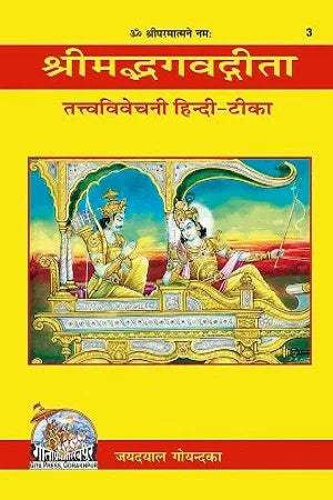 Hindi philosophy book cover with illustrated figures, yellow background, red header and title