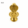 Brass pooja stand with Sheshnag cobra, round base and small cup for Shivling