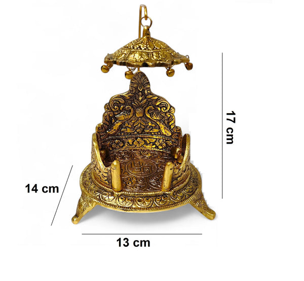 Achleshwar Laddu Gopal Handcrafted Singhasan in Antique Gold Finish