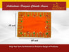Orange velvet pooja aasan cloth showing gold and green embroidered edge detailing