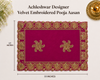 Luxury Designer Velvet Embroidered Pink Pooja Aasan Cloth for Mandir | Premium Altar Cover for Temple, Puja Chowki, Home Shrine & Diwali Decoration