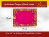 Square pink pooja asan with golden border and green-gold embroidered decorative scrolls.