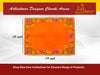 Orange velvet pooja aasan cloth with gold and green embroidered edge detailing, square