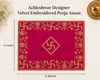 Designer Velvet Embroidered Pink Pooja Aasan Cloth for Mandir | Premium Altar Cover for Temple, Puja Chowki, Home Shrine & Diwali Decoration