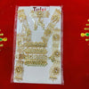 Kundan ornament jewelry set in a square box, including choker, earrings, and bangles