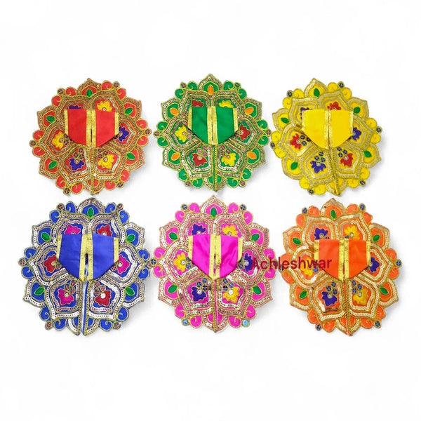 Embroidered Gopal poshak dress with colorful circular decorative panels, multi-color set