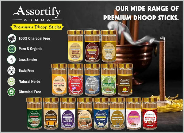 Mango Pineapple Dhoop Sticks Jar|Natural Ingredients||100Gm Jar Packaging | Less Smoke| - Achleshwar