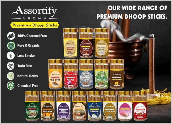 Amrat Kalash Dhoop Sticks Box|Bamboless||100gm Jar Packaging | Less Smoke| - Achleshwar