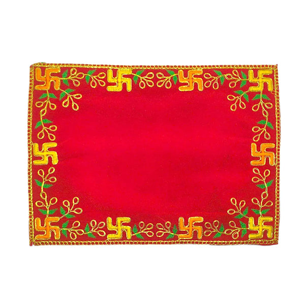 Designer Red Velvet Embroidered Pooja Aasan - Achleshwar