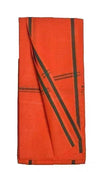 Orange cotton gamcha patka draped scarf with dark stripe panel