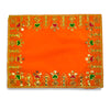 Designer Velvet Embroidered Pooja Aasan Cloth 13X19 inch ORANGE | Chowki Aasan for God Idol