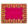 Designer Velvet Embroidered Pooja Aasan Cloth 16X24 inch Pink | Chowki Aasan for God Idol
