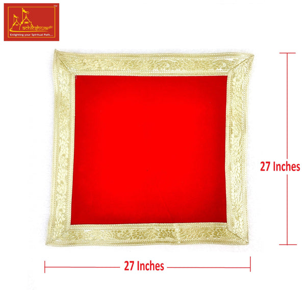 Red Velvet Aasan For Mandir 27*27