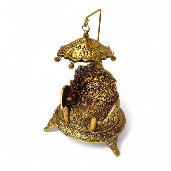 Achleshwar Laddu Gopal Handcrafted Singhasan in Antique Gold Finish