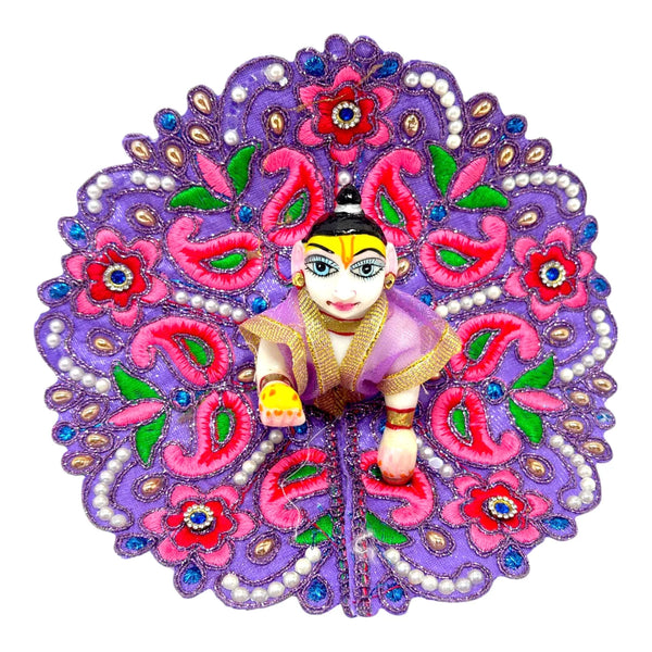 Laddu Gopal poshak/Dress | Bal Gopal Poshak Handmade Flower Embroidered Dress Size 0 to 6 - Achleshwar