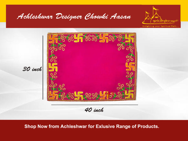 Achleshwar Designer Pink Velvet Embroidered Pooja Aasan