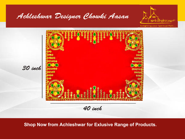 Achleshwar Designer Velvet Embroidered Pooja Red