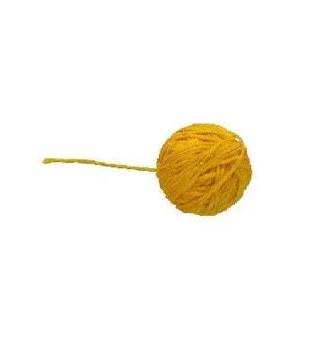 Yellow cotton thread ball with a loose strand