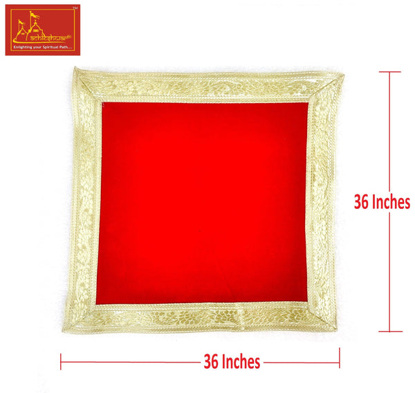 Red Velvet Aasan For Mandir 36*36