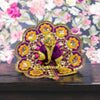 Bal Gopal poshak ornament, golden face with purple robe and ornate floral halo