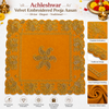 Luxury Designer Square Velvet Embroidered Yellow Pooja Aasan Cloth for Mandir | Premium Altar Cover for Temple, Puja Chowki, Home Shrine & Diwali Decoration