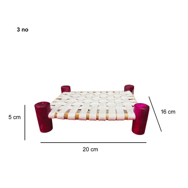 Achleshwar Wooden Palang with Traditional Nivar for Laddu Gopal – Handcrafted Bed for Thakurji Idol