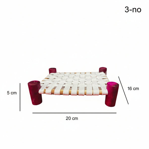 Achleshwar Laddu Gopal Wooden Palang with Traditional Char Pai for Laddu gopal