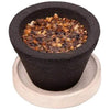 Black felt incense dhoop cup with burnt resin filling