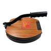 Round wooden chapati/puri/papad making machine with black iron handle and base