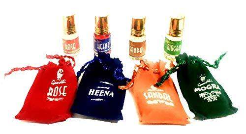 Set of 4 itra bottle pouches with small bottles on top; red, navy, orange, dark green