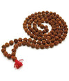 Rudraksha mala necklace with dark brown 12mm beads and red tassel