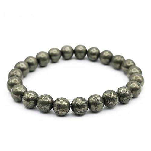 Dark metallic pyrite beaded bracelet with textured round beads
