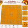 Designer Square Velvet Embroidered Yellow Pooja Aasan Cloth for Mandir | Premium Altar Cover for Temple, Puja Chowki, Home Shrine & Diwali Decoration