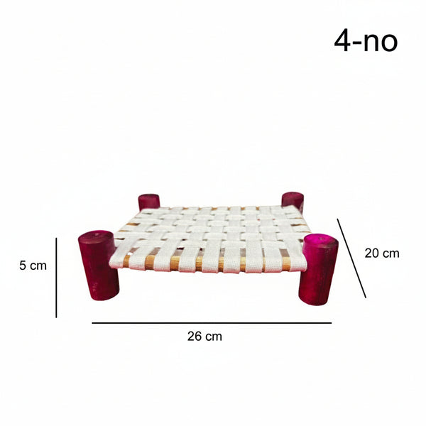 Achleshwar Laddu Gopal Wooden Palang with Traditional Char Pai for Laddu gopal
