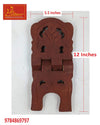 Mango wood book stand rehal, dark brown front view with open cutout supports