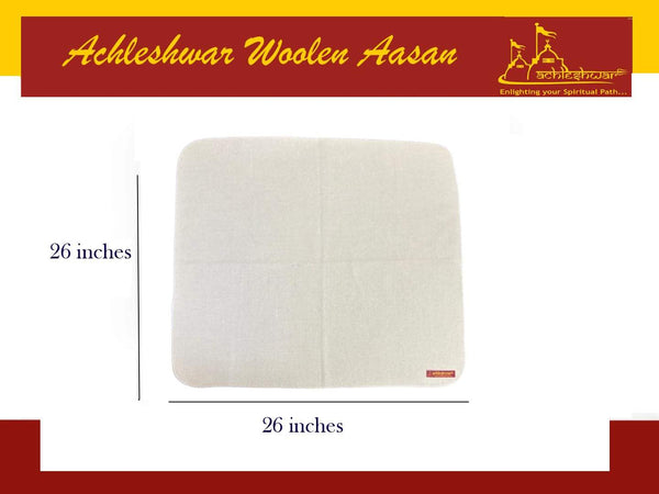 Achleshwar woolen pooja asan mat, off-white, 26 in square