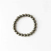 Metallic dark pyrite beaded bracelet, single loop view