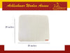 Beige wool meditation mat, neatly folded with smooth surface and stitched edge