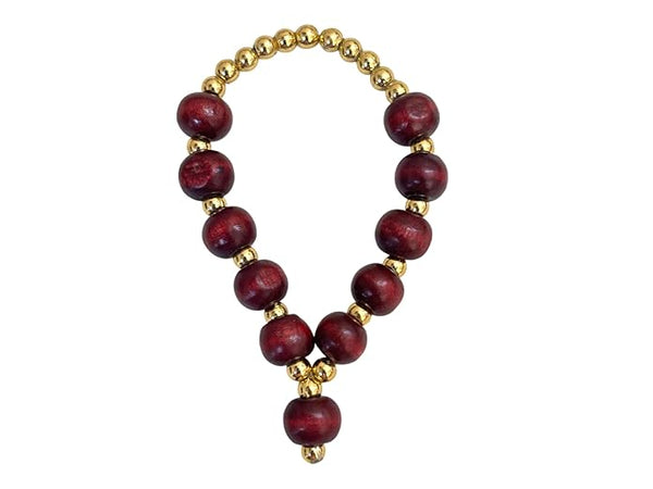 Achleshwar Small orignal Laal Chandan Red Sandalwood Mala for God Idol Small Mala Garland Haar for Car Idols, Moti Mala for Statue, Figurines, 7 cm size 0 to 5 No Laddu gopal