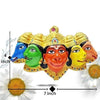 Five-faced Hanuman idol statue, gold crown, blue green red and yellow face heads