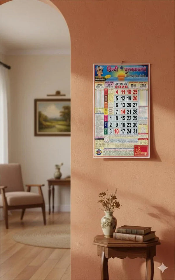 Shree Hindi Putakalaya Kaldarshak Panchang 2026 Wall Celendar - Achleshwar