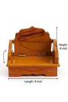 Wooden Bal Gopal singhasan front view, 6 in height and length, metal brackets