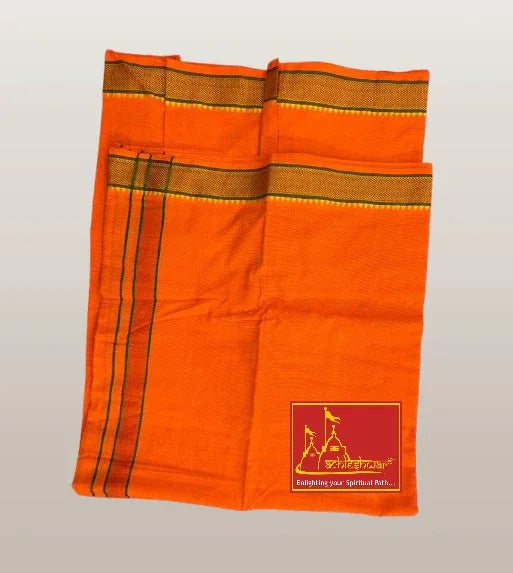 Pure cotton special dhoti set Orange/bhagwa colour along angvastra - Achleshwar