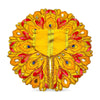 Embroidered yellow circular poshak with red accents and gold central stripes