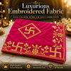 Designer Velvet Embroidered Pink Pooja Aasan Cloth for Mandir | Premium Altar Cover for Temple, Puja Chowki, Home Shrine & Diwali Decoration