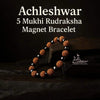 Rudraksha and hematite beaded bracelet in a loop with black round beads and brown beads