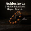 Achleshwar 5 Mukhi Rudraksha Hematite Bracelet, Lab Tested Spiritual Healing Beads, Adjustable