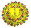 Yellow and gold embroidered baby poshak with circular multicolor fan border