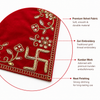 Designer Square Velvet Embroidered Red Pooja Aasan Cloth for Mandir | Premium Altar Cover for Temple, Puja Chowki, Home Shrine & Diwali Decoration